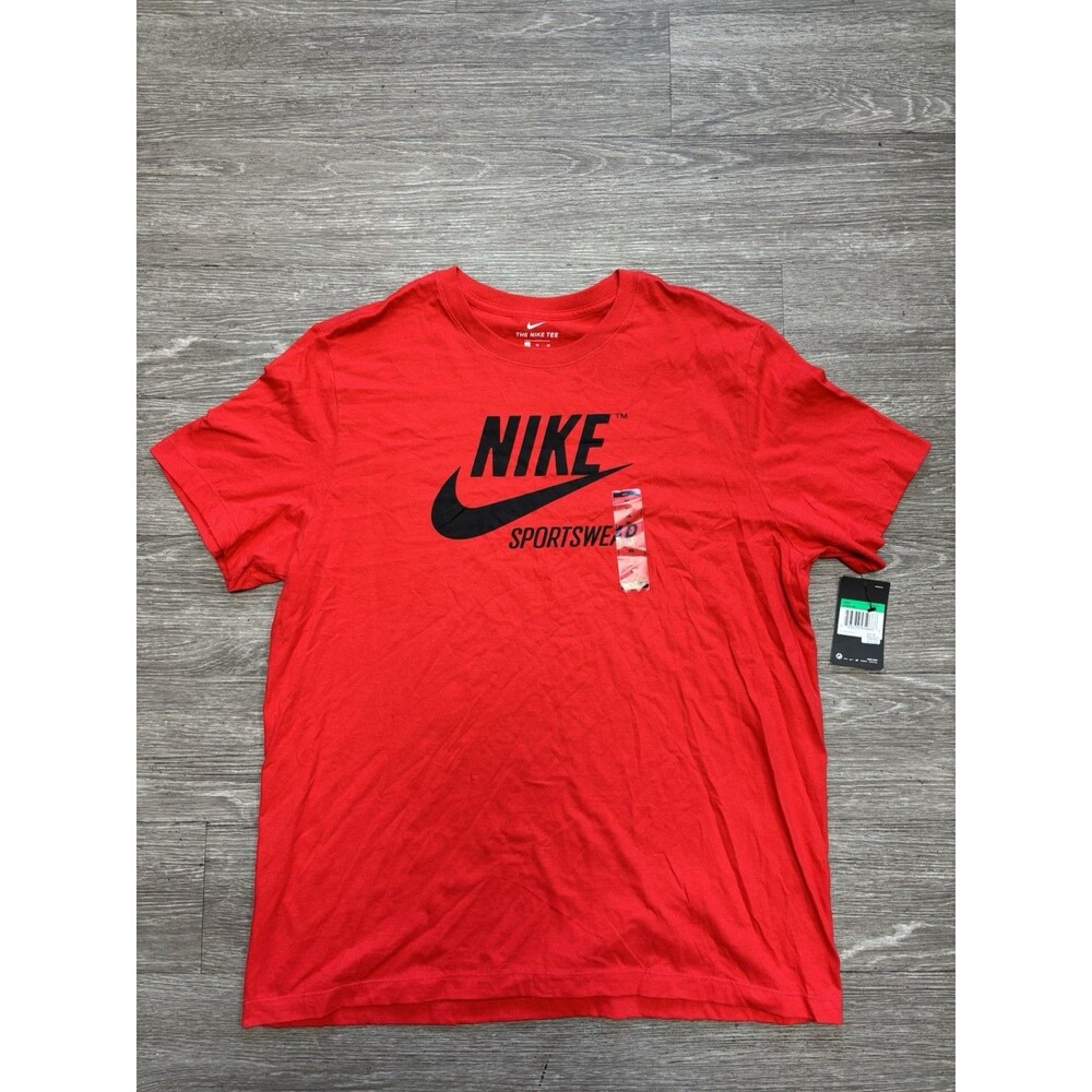 Nike Sportswear Red T-shirt Featuring A Black Nike Swoosh Logo Size XL NWT